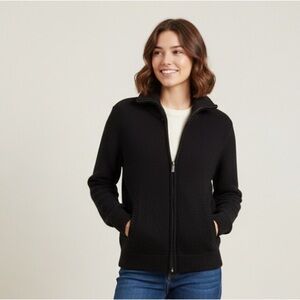 Armani Collezioni Sz XL Knit Black Full Zipped Sweater Cardigan